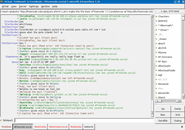 image of xchat irc client