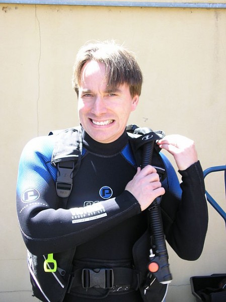 Linus Torvalds in a wetsuit