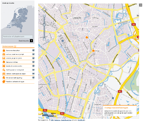 Screenshot of Geozet in action over Utrecht