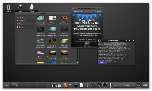 Screenshot of E17 - the latest release of the Enlightenment desktop environment