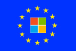 EU flag with MS Windows logo inside circle of stars