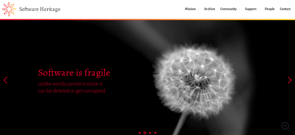 Screenshot of Software Heritage website